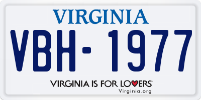 VA license plate VBH1977