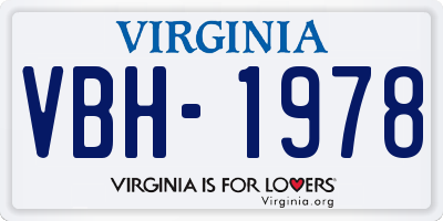 VA license plate VBH1978