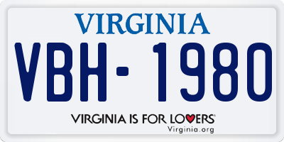 VA license plate VBH1980