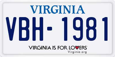 VA license plate VBH1981