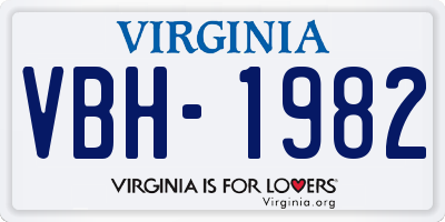 VA license plate VBH1982