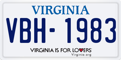 VA license plate VBH1983