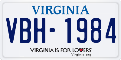 VA license plate VBH1984
