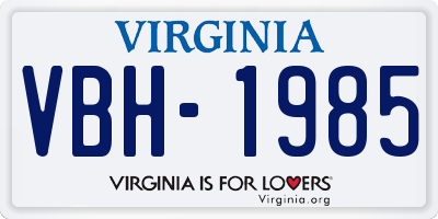 VA license plate VBH1985