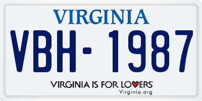 VA license plate VBH1987