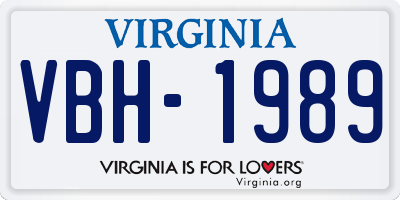 VA license plate VBH1989