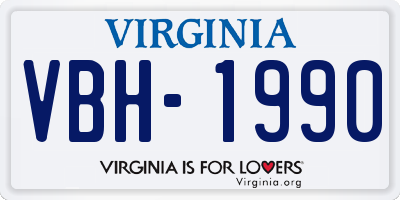 VA license plate VBH1990
