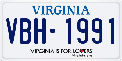 VA license plate VBH1991