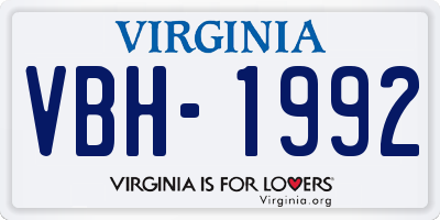VA license plate VBH1992