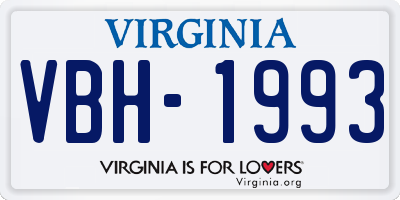 VA license plate VBH1993