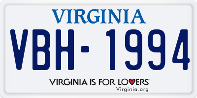 VA license plate VBH1994