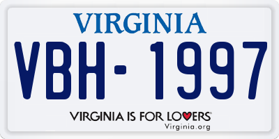 VA license plate VBH1997