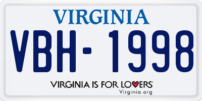 VA license plate VBH1998
