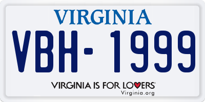 VA license plate VBH1999