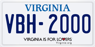 VA license plate VBH2000