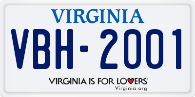 VA license plate VBH2001