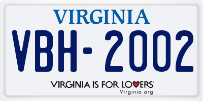 VA license plate VBH2002