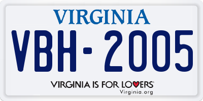VA license plate VBH2005