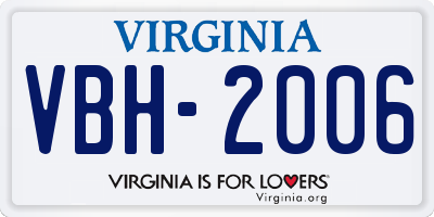 VA license plate VBH2006