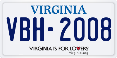 VA license plate VBH2008