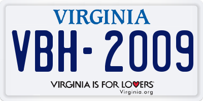 VA license plate VBH2009