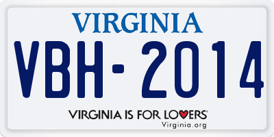 VA license plate VBH2014
