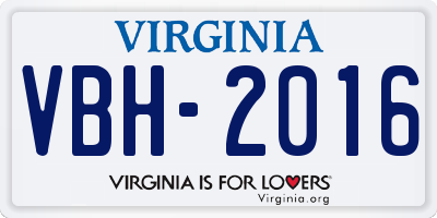 VA license plate VBH2016
