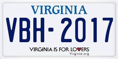 VA license plate VBH2017