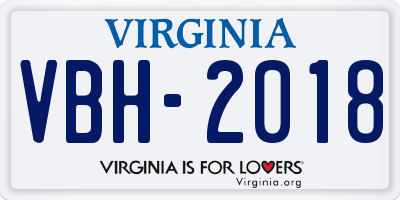 VA license plate VBH2018