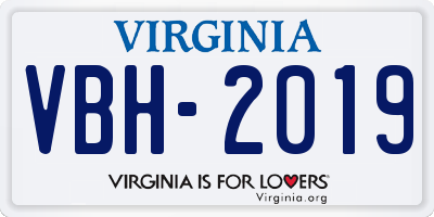 VA license plate VBH2019