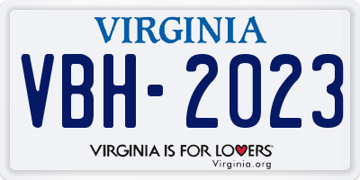 VA license plate VBH2023