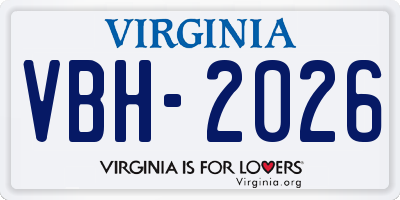 VA license plate VBH2026