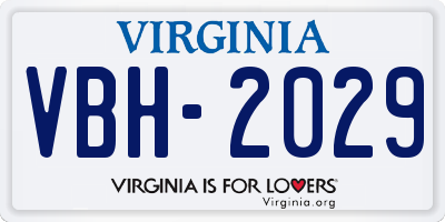 VA license plate VBH2029