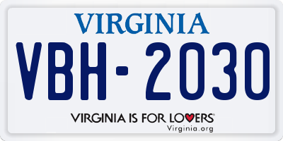 VA license plate VBH2030