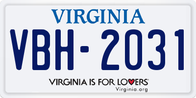 VA license plate VBH2031