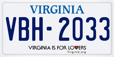 VA license plate VBH2033