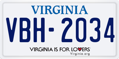 VA license plate VBH2034