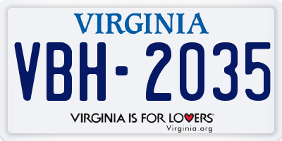 VA license plate VBH2035