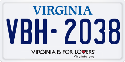 VA license plate VBH2038