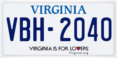 VA license plate VBH2040