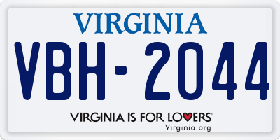 VA license plate VBH2044