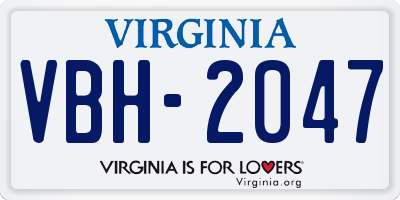 VA license plate VBH2047