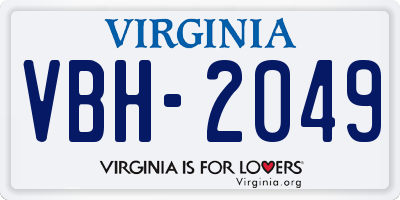 VA license plate VBH2049