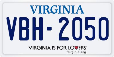 VA license plate VBH2050