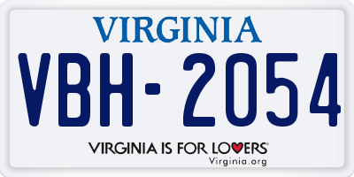 VA license plate VBH2054