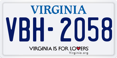 VA license plate VBH2058