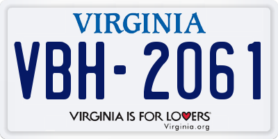 VA license plate VBH2061