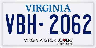 VA license plate VBH2062