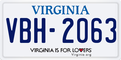 VA license plate VBH2063