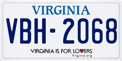 VA license plate VBH2068